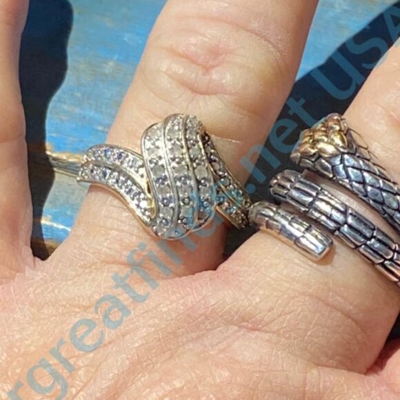 Pre-owned Gold Vermeil over Sterling Silver Diamond Ring 7 - Picture 4 of 4